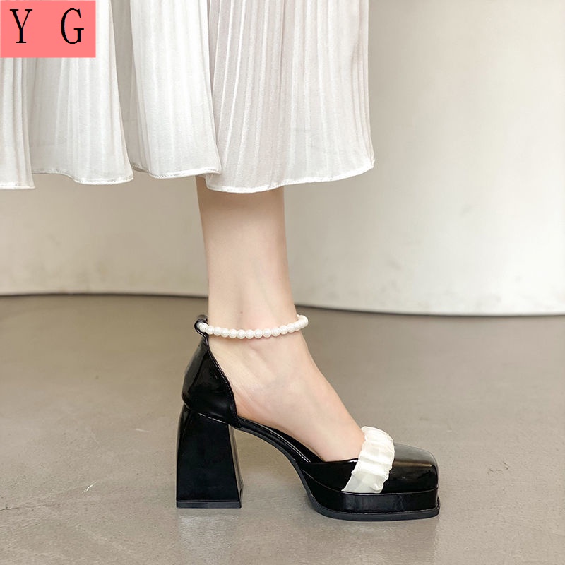 Giày Cao Gót Mary Jane Cao Gót Bằng Da Thời Trang Xuân Hè 2022