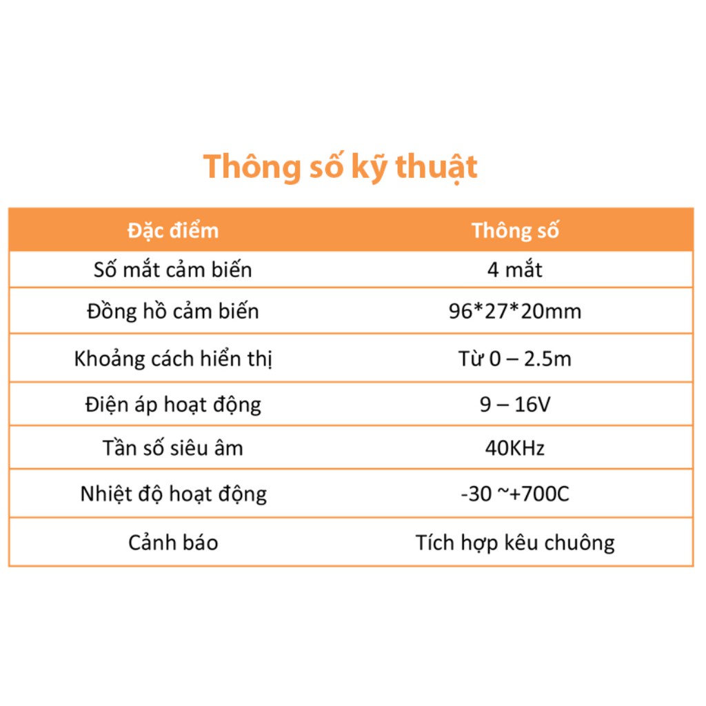 Cảnh báo va chạm phía sau khu lùi xe ô tô, xe hơi - Cảm biến lùi 4 mắt STEELMATE MTSMR4, bảo hành 3 năm