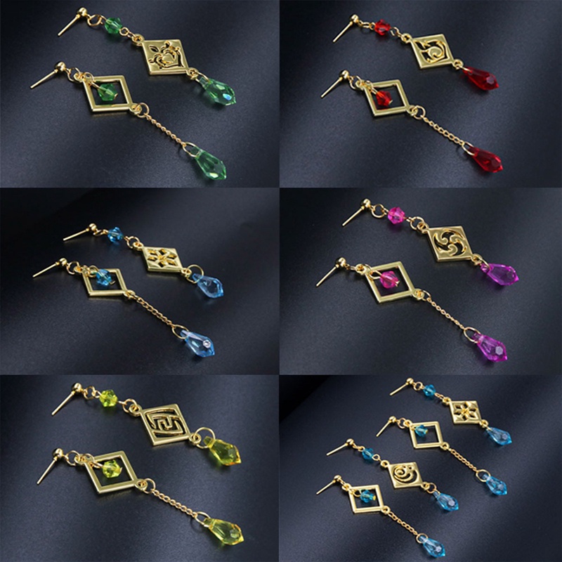 Tmdbyx Khuyên Tai Hóa Trang Nhân Vật Anime Genshin Impact Vision 7 Element God Eye Keqing Xiao Zhongli Dành Cho Nữ