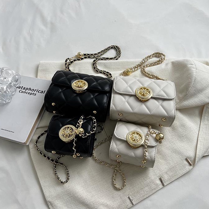 Túi Đeo Vai Hình Vuông Cỡ Nhỏ Phối Dây Đeo Sợi Xích Thời Trang Cho Nữ