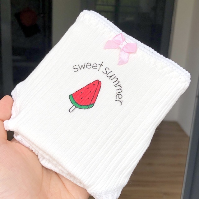 [Có video sản phẩm] Set 4 quần lót cotton tăm hoạ tiết dưa hấu, xương rồng | BigBuy360 - bigbuy360.vn
