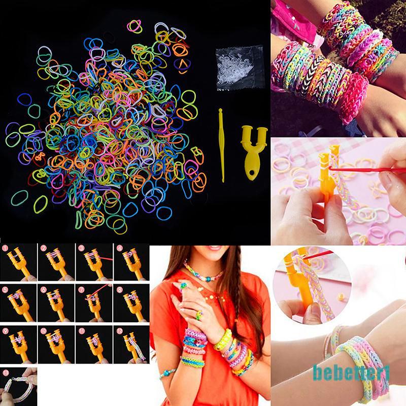 Bộ 600 Dây Cao Su Màu Cầu Vồng Dùng Làm Đồ Thủ Công