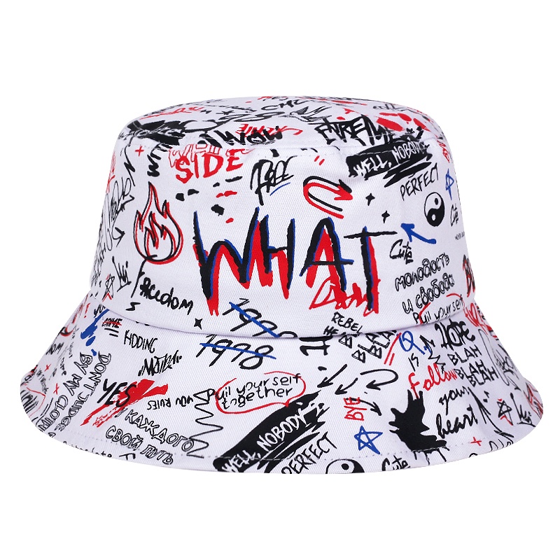Nón Bucket Chống Nắng In Họa Tiết Graffiti Phong Cách Hip Hop Thời Trang Mùa Hè Cho Nam Và Nữ