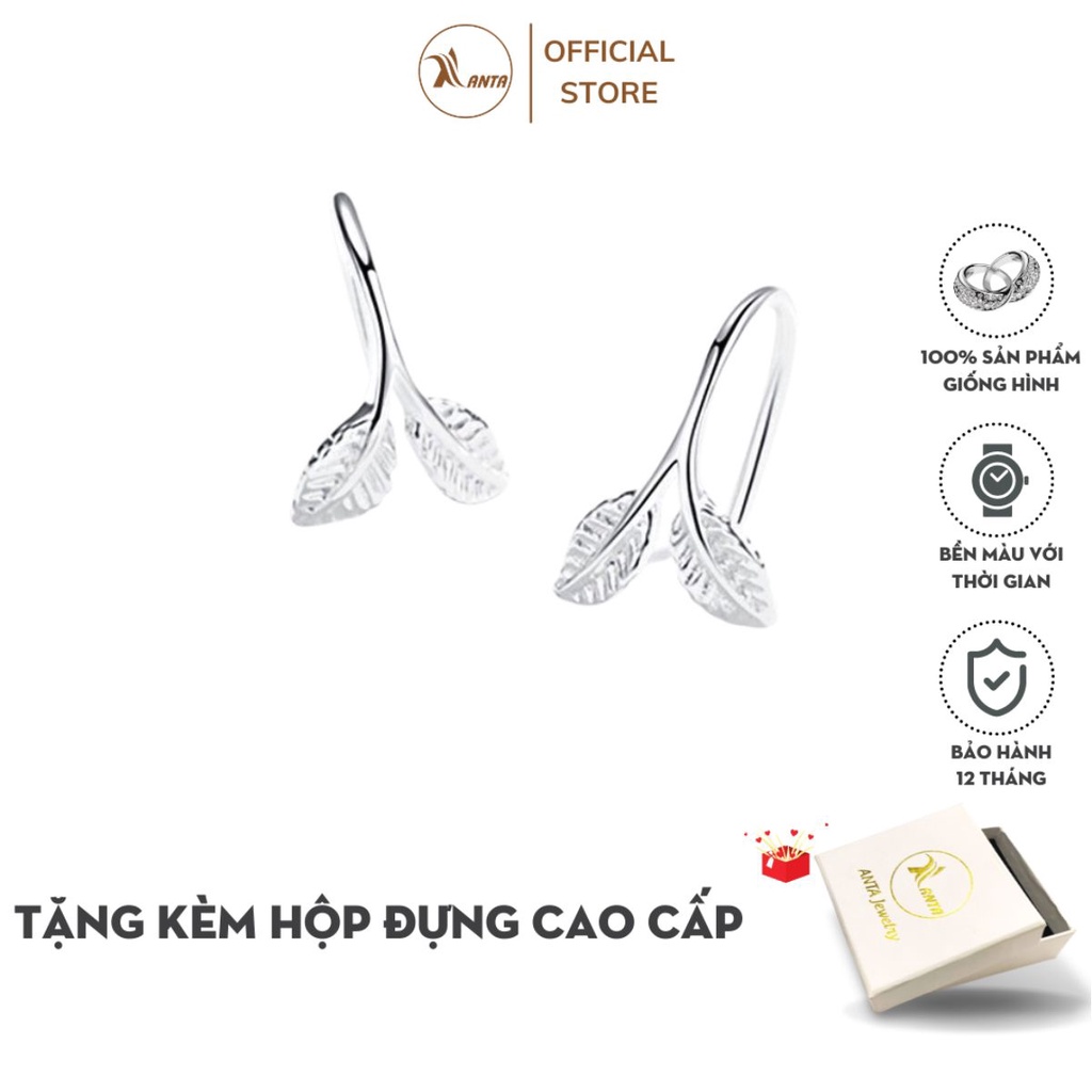 Bông tai bạc 925 kiểu dáng thiết kế hình lá cây phong cách Hàn Quốc ANTA Jewelry - ATJ3047