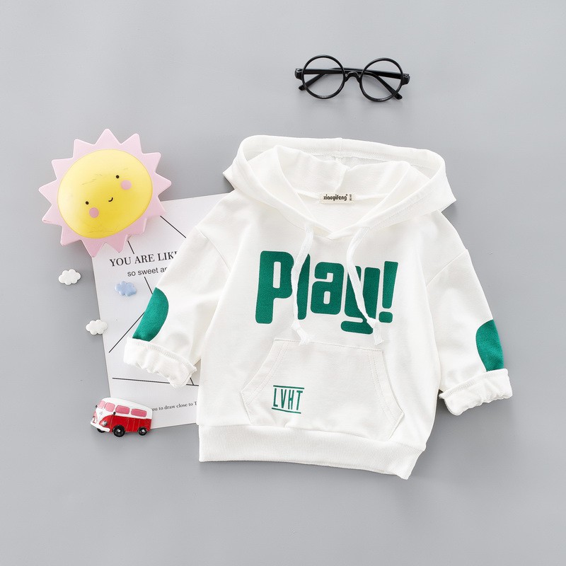 New 2019 long-sleeved baby sport hoodie with English printed crew-neck blazer for boys and girls