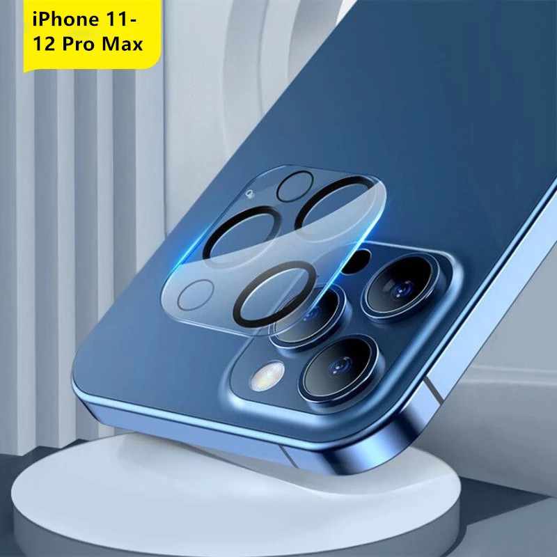 Cường lực Camera for iPhone15Pro Max/14Pro Max / 13/ 13 Pro/ 13 Pro Max/ 12/12 Pro/12 Pro Max/ 12 Mini /11 Pro Max 3D đế Vàng, chống phản chiếu cam