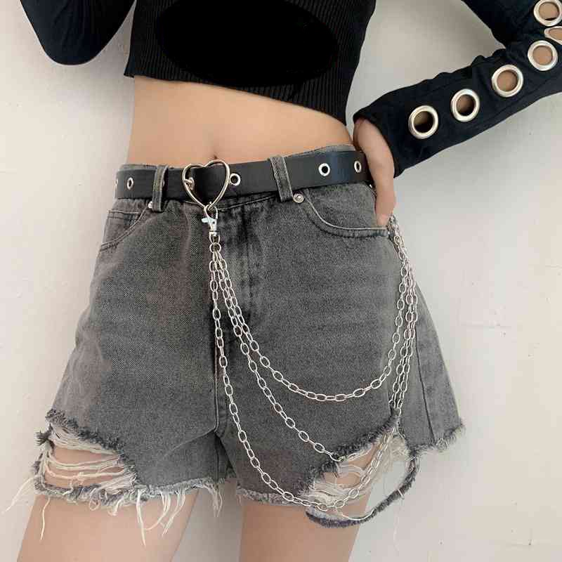 Dây Xích Kim Loại Ba Lớp Gắn Thắt Lưng Quần Jeans Phong Cách Punk Hiphop Đơn Giản Cho Nữ