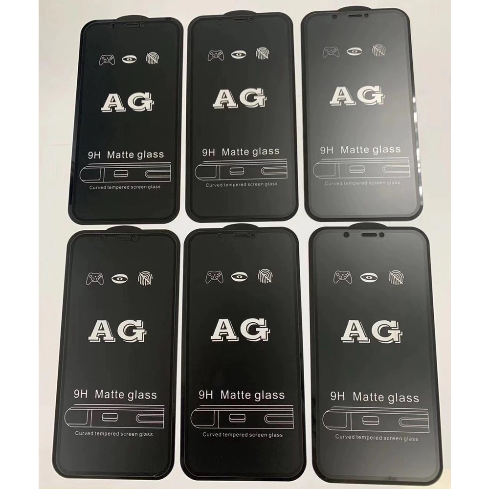 Kính cường lục AG nhám chống vân tay iPhone 6 7 8 Plus X 11 12 13 Pro Max 3 3D độ cứng 9H dày 0.2mm bảo vệ mắt