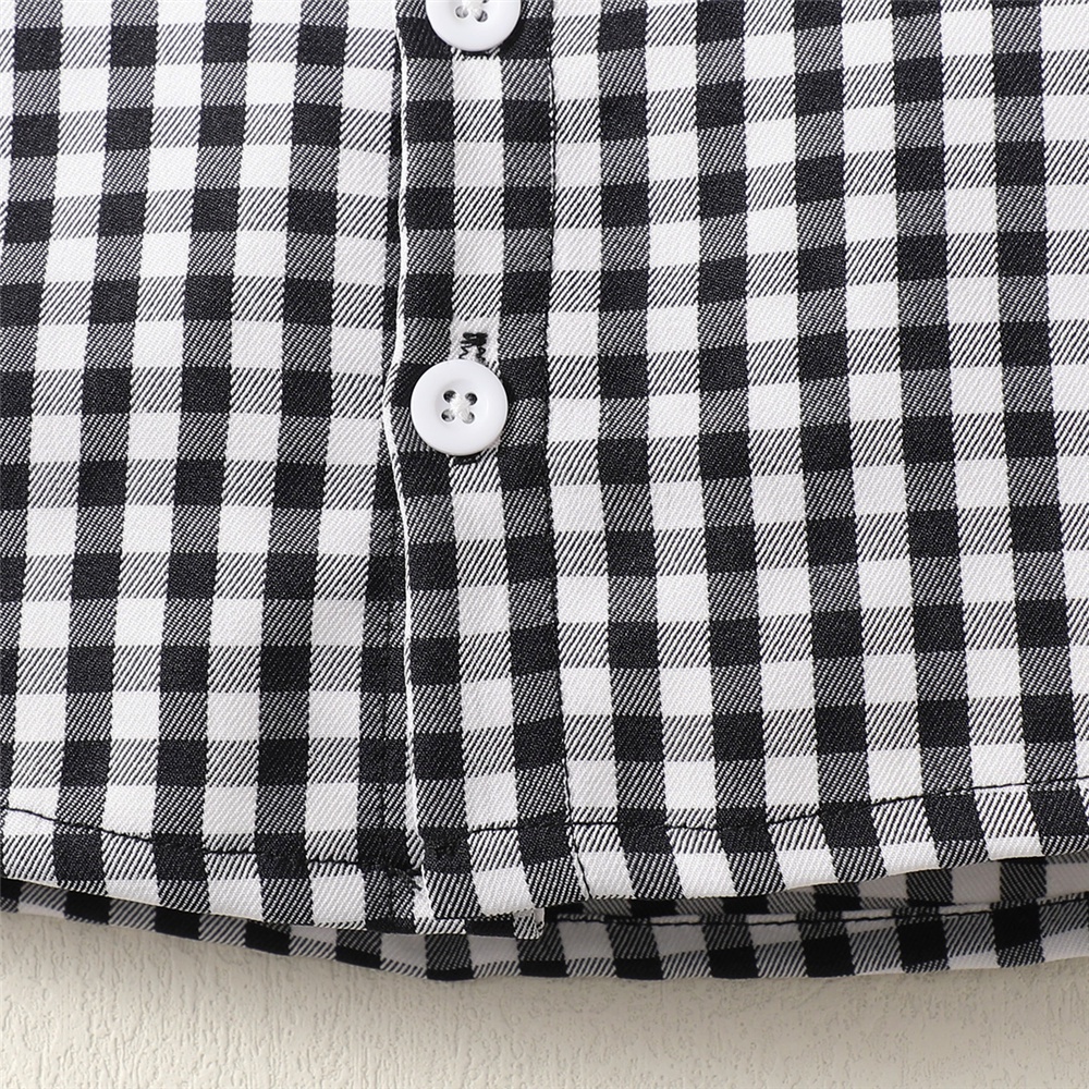 Bộ áo sơ mi tay ngắn kẻ sọc + quần yếm MIKRDOO lịch lãm thời trang mùa hè dành cho bé trai sơ sinh