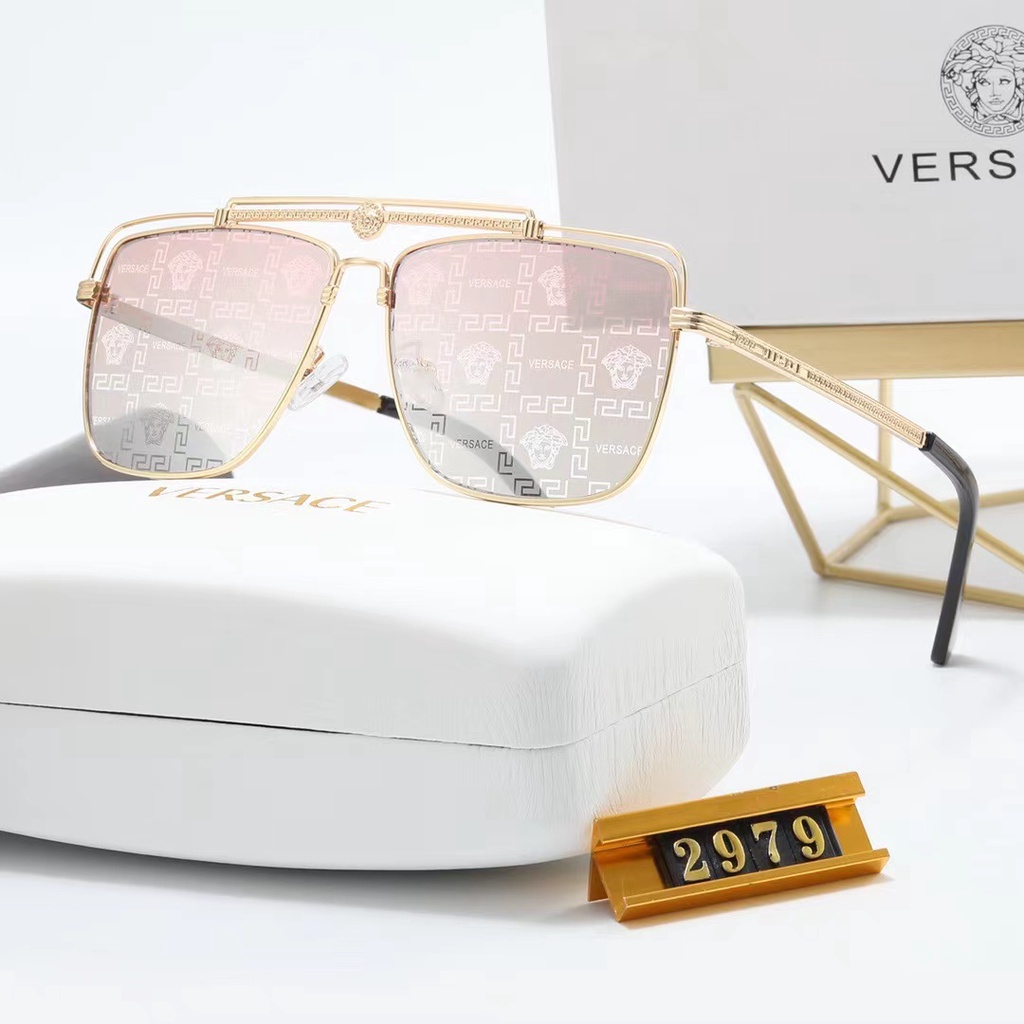 VERSACE Kính Chống Nắng Chống Tia UV Gọng Vuông Phong Cách Retro Thời Trang Cho Nam Và Nữ