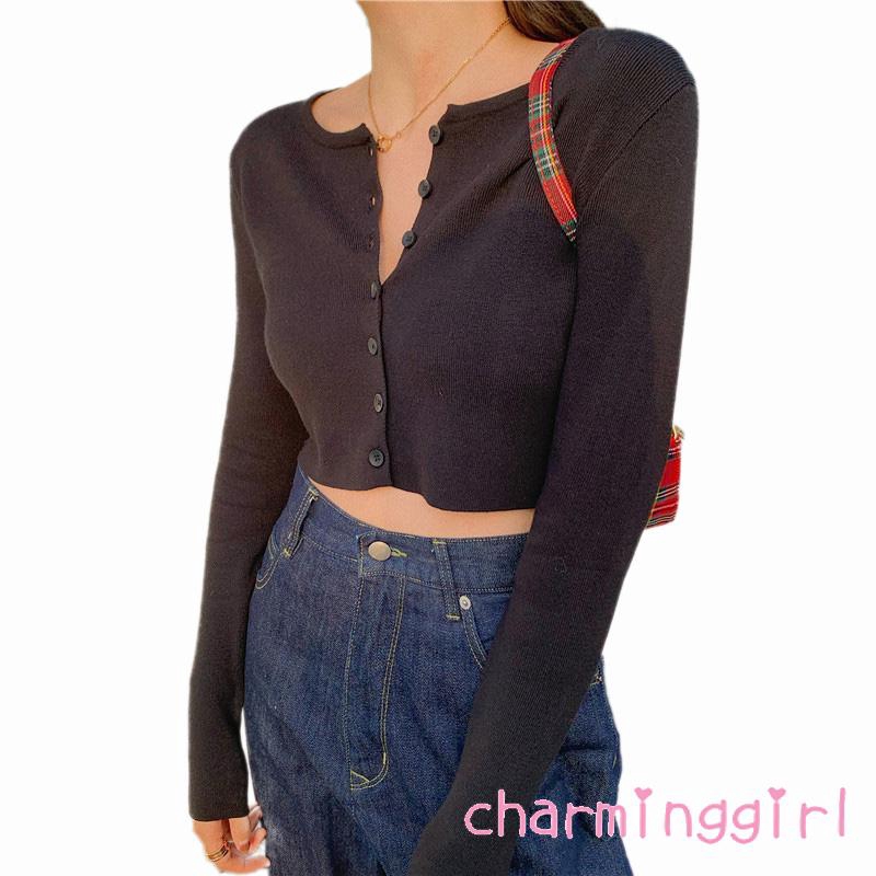 Áo Khoác Len Tay Dài Đính Nút Thời Trang Cho Nữ