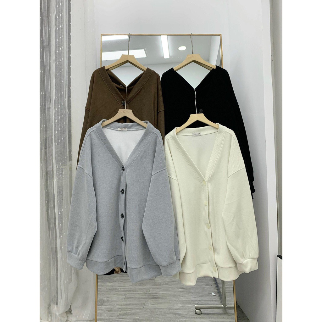 Áo Cardigan nỉ tăm form to trùm mông siêu dày dặn Hàn Quốc