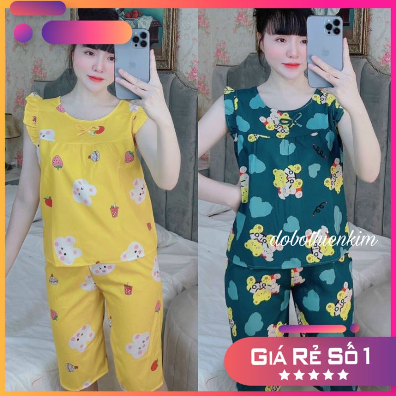 Đồ Bộ Lụa Hàn Lửng Tay Cánh Tiên Size 38-54kg, Đồ Bộ Lụa Giá Rẻ Mặc Mát