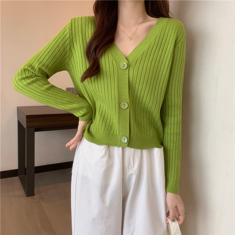 Áo cardigan ZHELIHANGFEI dệt kim tay dài cổ V nhiều màu dễ phối đồ cho nữ