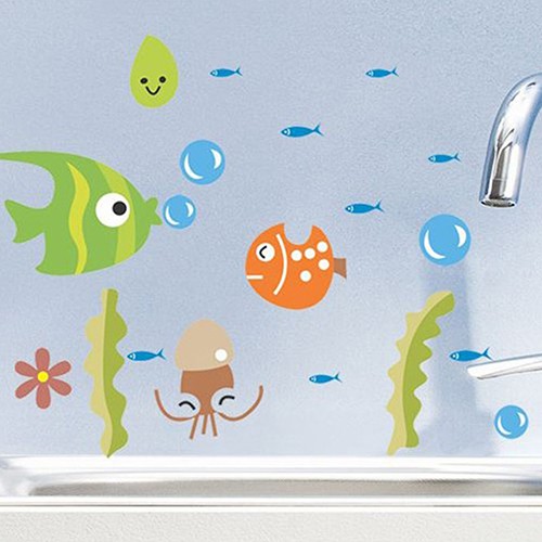 Bình Nước BK Kiểu Dáng Đơn Giản Hiện Đại✿Decal dán tường Họa Tiết Hình Con Cá Theo Phong Cách Hoạt Hình Dùng Trong Trang Trí Phòng Trẻ Nhỏ