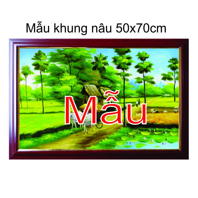 Tranh đồng quê, quê hương việt nam, khung a3, tranh việt, đồng lúa, làng quê việt nhiều mẫu trang trí nhà cửa