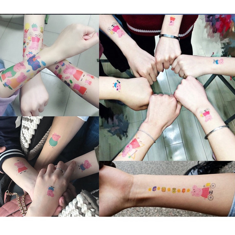 Bộ 3 tệp hình xăm dán trang trí hình chú heo đáng yêu cho bé