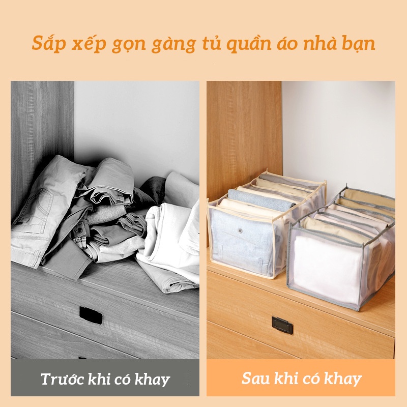 Túi Đựng Quần Áo Chia Ngăn Hộp Xếp Tất Vớ Đồ Lót Tiện Ích Khay Xếp Quần Áo Gọn Gàng Bằng Vải Lưới 88308 SIÊU THỊ  88