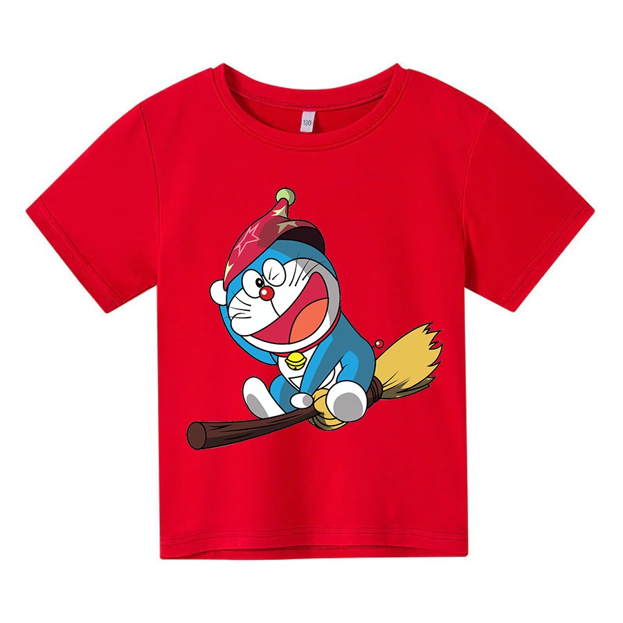 Áo thun cho bé doraemon cưỡi chổi , 4 màu, có size người lớn, Anam Store