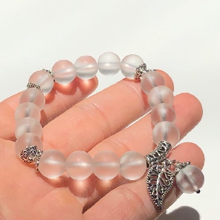 Vòng Tay Phong Thủy Màu Trắng ADODA Dành Cho Nữ Mệnh Kim Và Thủy, Size 10mm/10li