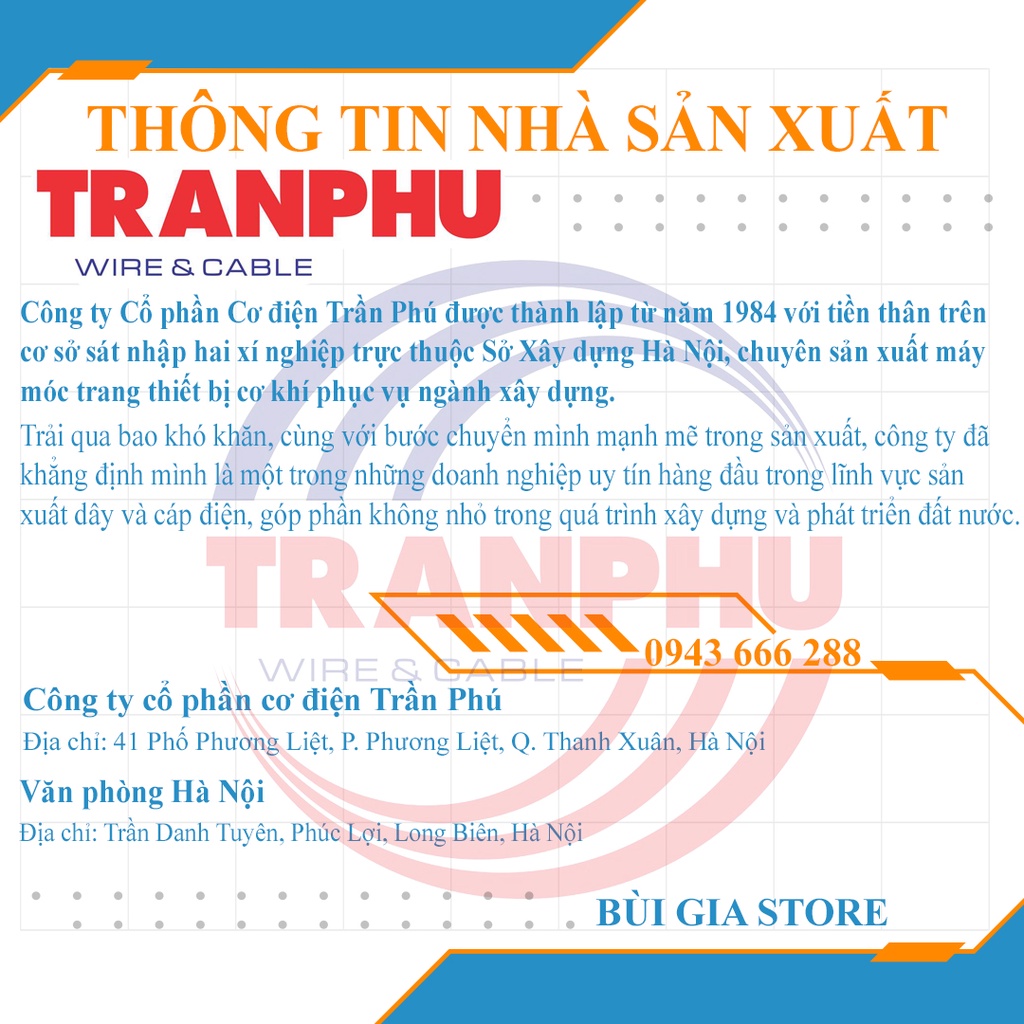 Cuộn 100 mét dây điện đôi 2x1.5 Trần Phú 41 Phương Liệt