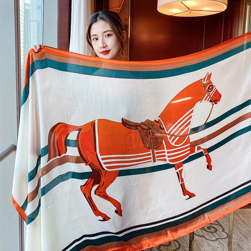 Khăn Quàng Cổ Chống Nắng Thoáng Khí In Họa Tiết Thời Trang Bằng Lụa Tudung WJ1088-60