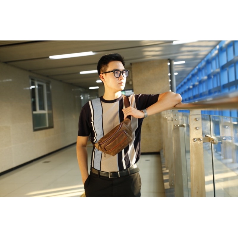 Túi đeo hông bao tử nam da bò thật loại 1 100% | BigBuy360 - bigbuy360.vn