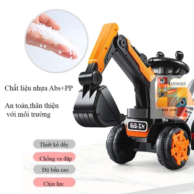 [Có sẵn] Xe cẩu điện cho bé cỡ lớn EASYKIDS có thể điều chỉnh cần múc phù hợp trẻ em 2 - 6 tuổi