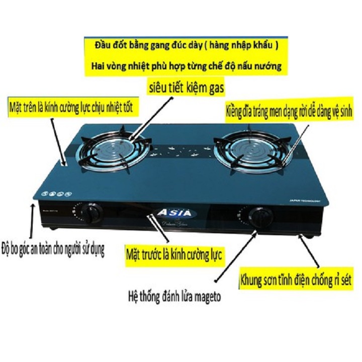 Bếp gas Hồng ngoại Asia 2 vòng nhiệt Cao cấp