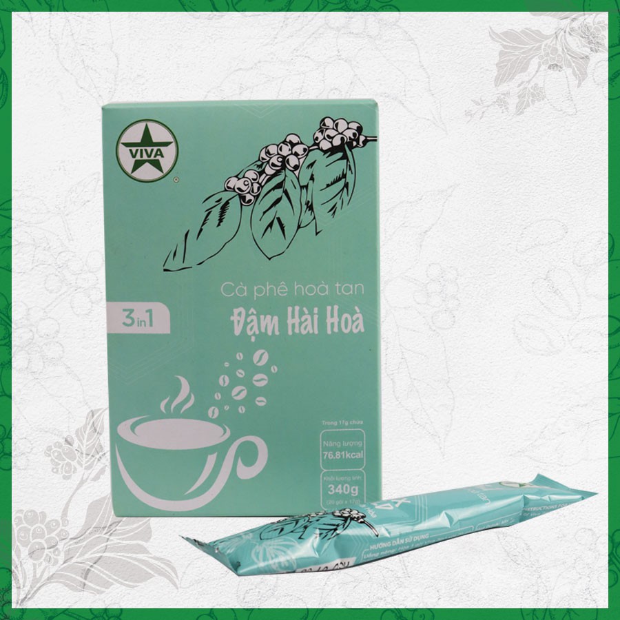 Cà phê hoà tan 3in1 ĐẬM HÀI HÒA Viva Star Coffee hộp 20 gói*17g