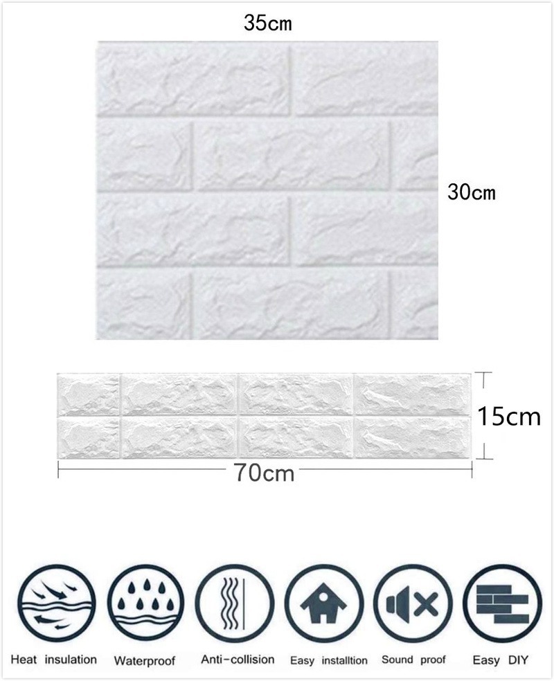 Xốp dán tường giả gạch 3D Giấy dán tường cao cấp 35X30cm