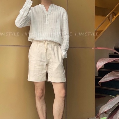 Quần Short Nam Linen Tưng Lưng Thun Túi Hộp