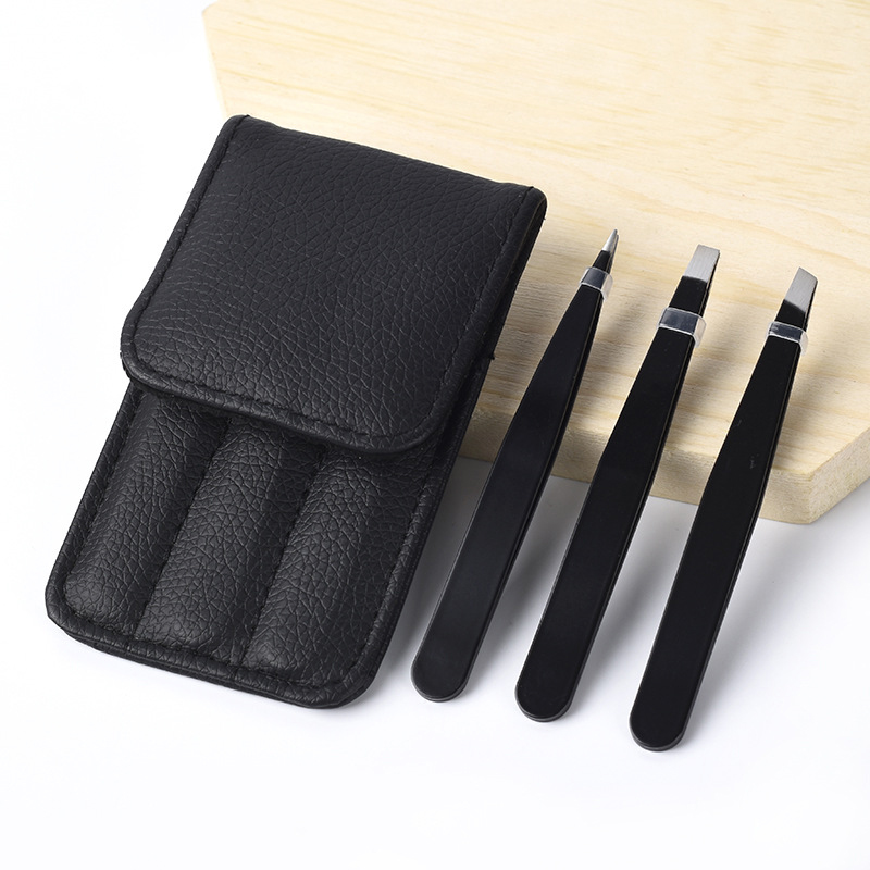 [Hàng mới về] Set 3 Nhíp Nhổ Lông Mày Bằng Thép Không Gỉ Nhỏ Gọn Tiện Dụng