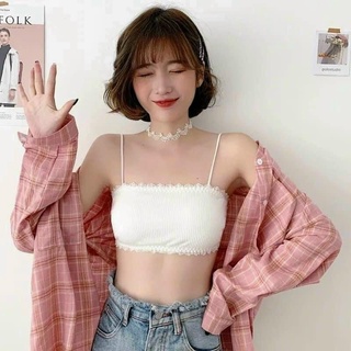 Áo Bra chất len tăm phối viền ren