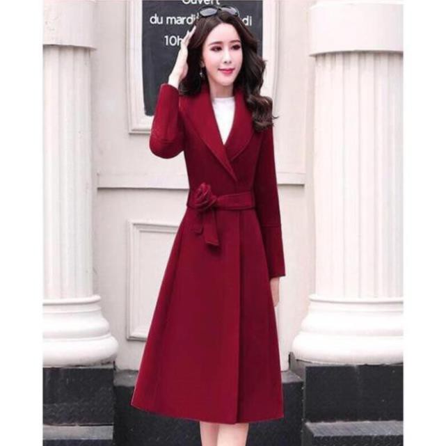 Áo Khoác Dạ Dáng Dài Có Đai Phối Hoa Cao Cấp Thanh Lịch Hàng Quảng | BigBuy360 - bigbuy360.vn