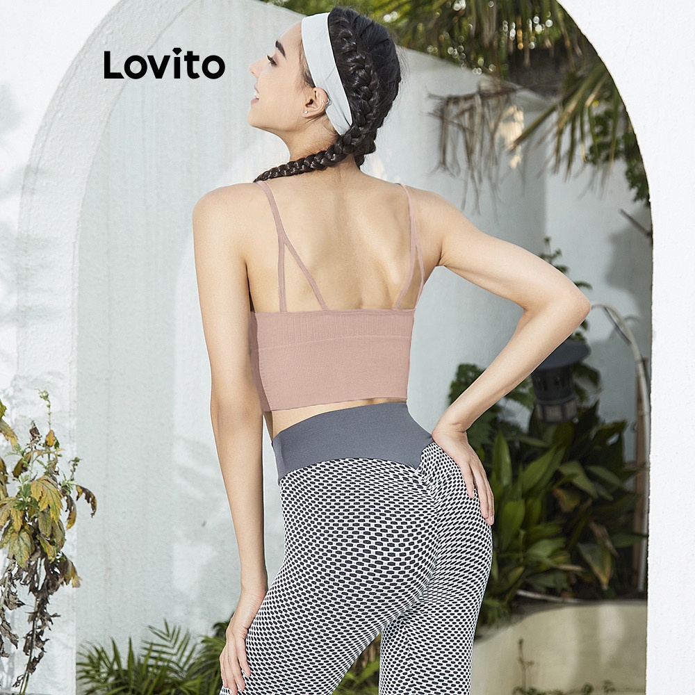 Áo ngực thể thao Lovito màu trơn có khóa kéo dành cho nữ(Black/Gray/Blue/Beige/Green/White)