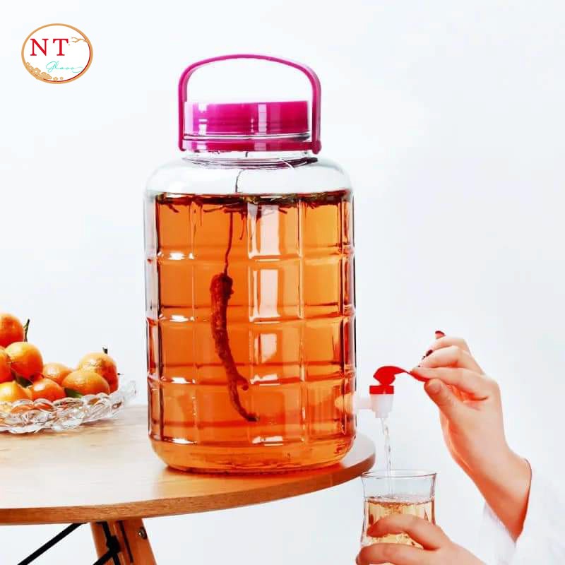 Bình Ngâm Rượu Thủy Tinh Nắp Tím 20L (CÓ VAN)