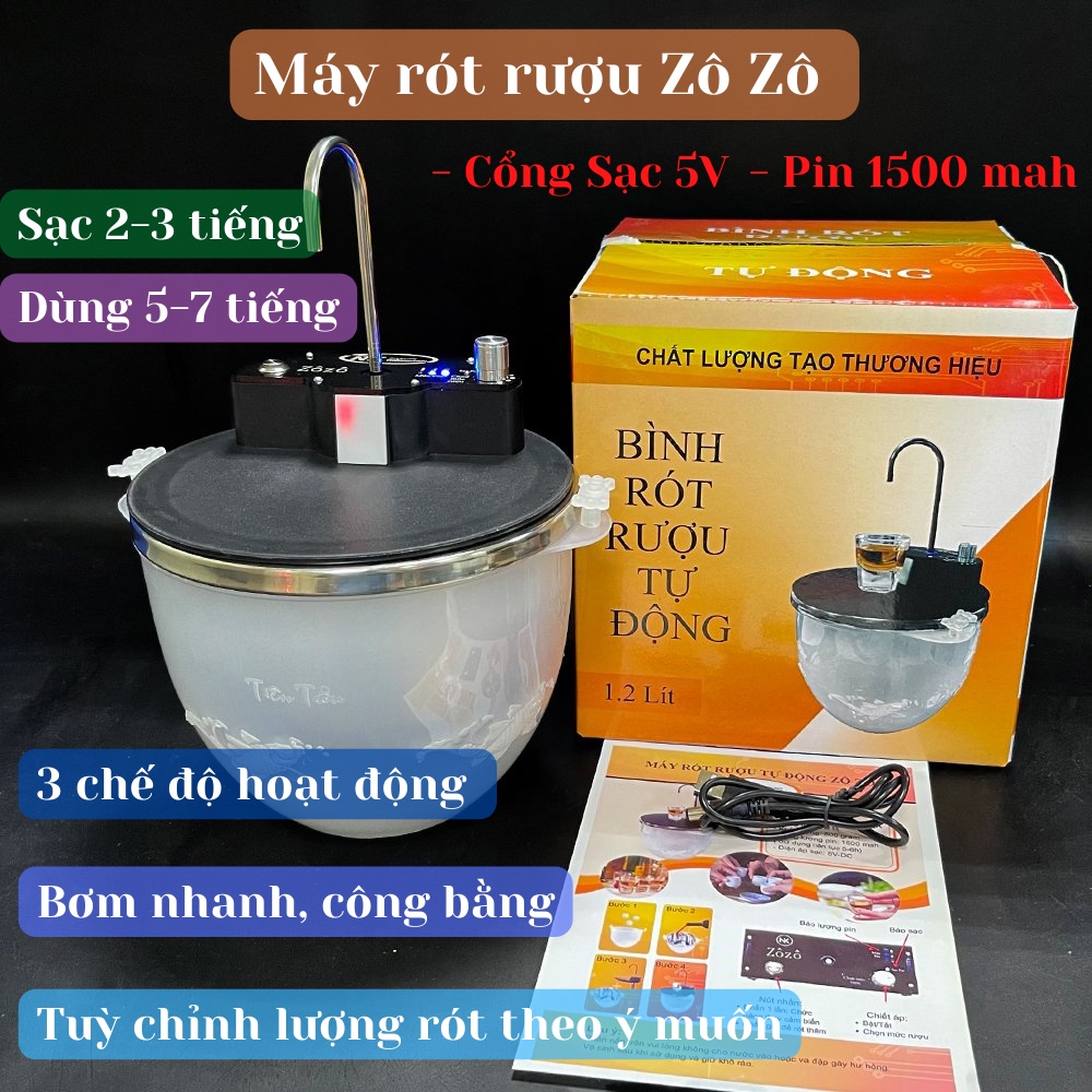 Máy Rót Rượu Cảm Ứng Tự Động Thông Minh - Bình Rót Rượi Zo Zo Cao Cấp, Bát Rót Rượu Tự Động