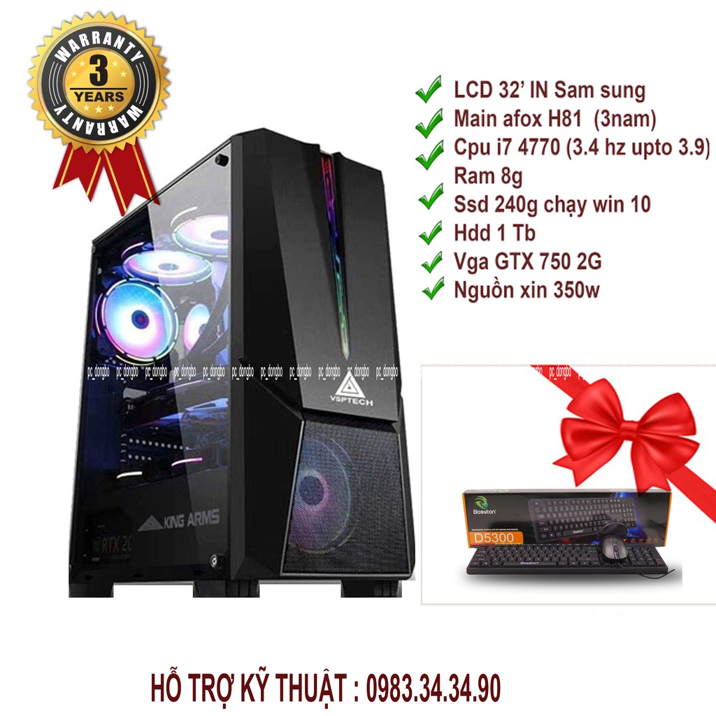 [BẢO HÀNH 3 NĂM]-Bộ máy tính chơi game kèm màn hình i7 -4770,ram 8G, LCD SAMSUNG 32' -TẶNG KÈM PHÍ CHUỘT