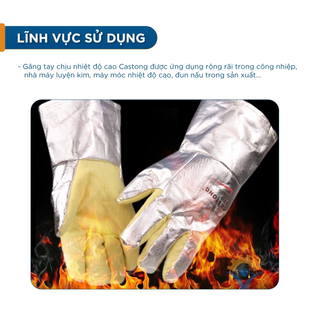 Găng tay cách nhiệt Castong 500 Độ chống cháy bao tay chống bức xạ nhiệt, bảo hộ lao động - THINKSAFE