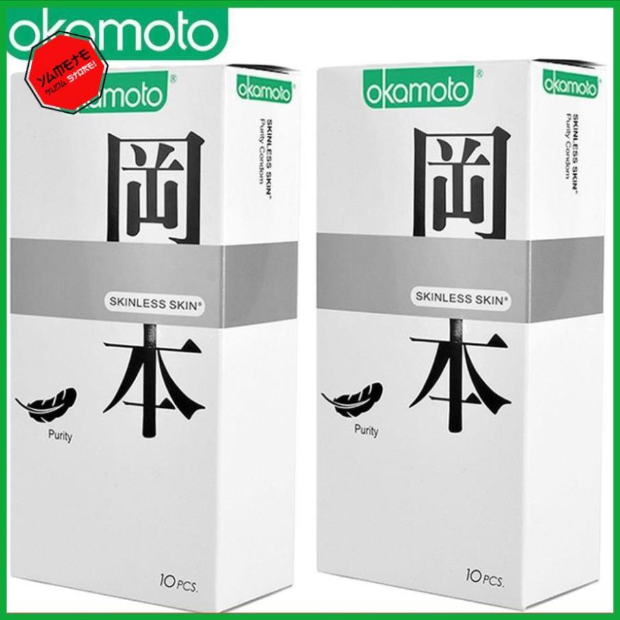 [ COMBO 2 hộp ] Bao Cao Su Okamoto Skinless Skin Purity Không Mùi Tinh Khiết Hộp 10 Cái