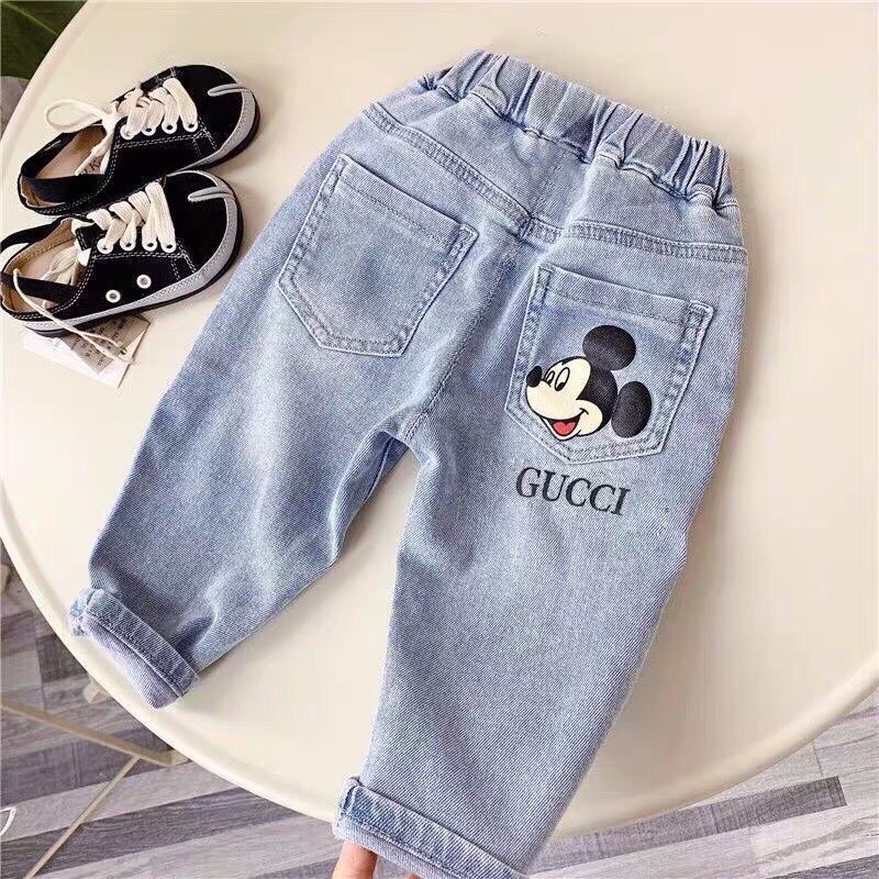 Quần jean cho bé trai và gái, hình chuột mickey, size 12-14kg