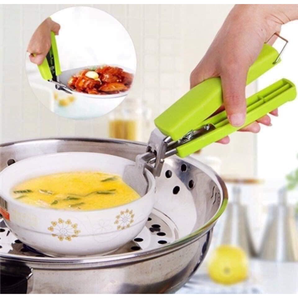 Kẹp gắp đồ bát đĩa nóng chống trượt an toàn kẹp bằng inox cán nhựa cách nhiệt tiện ích cho gian bếp