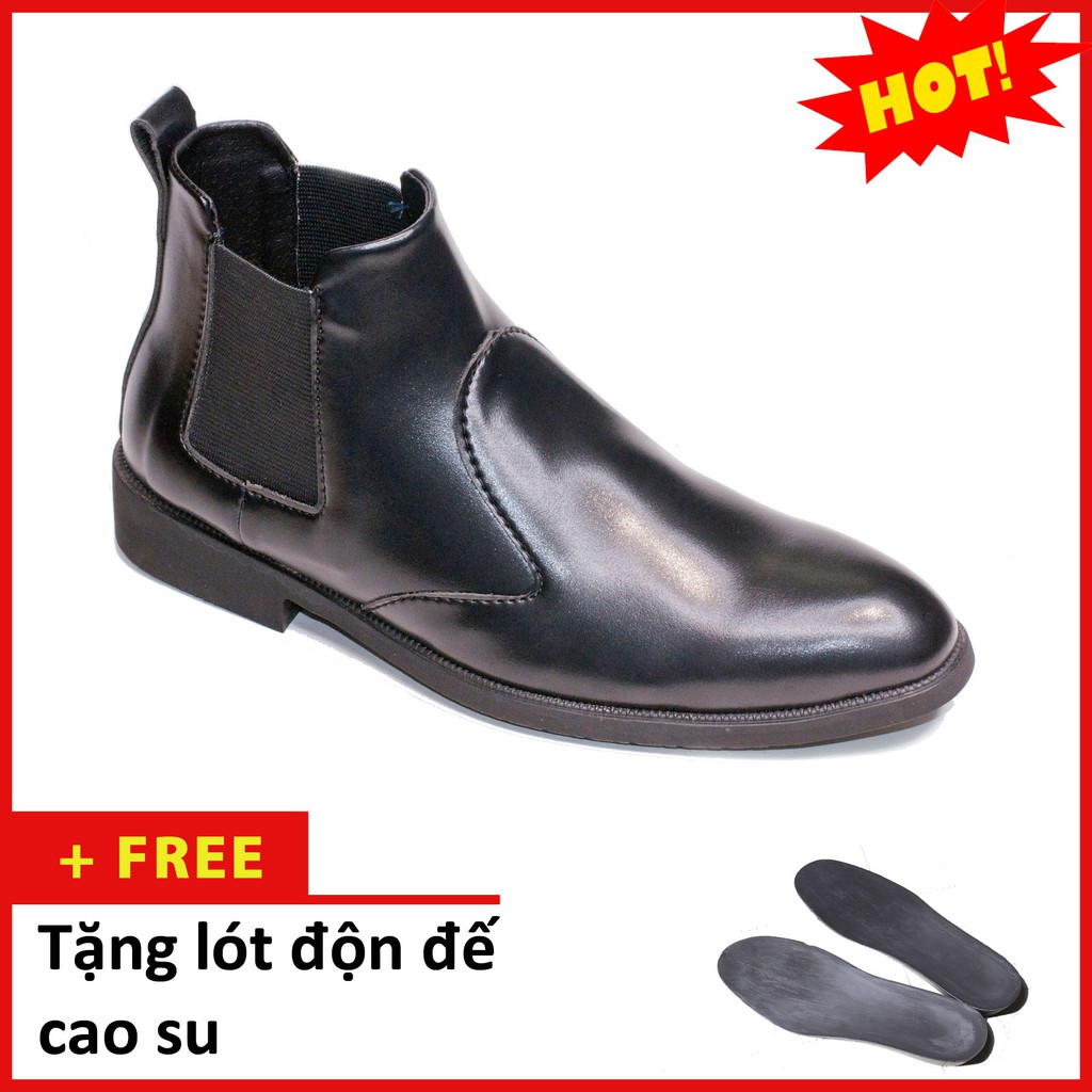 Giày Boot Nam AROTI Cao Cổ Chất Đẹp Cao Cấp,Đế Khâu Siêu Bền, Tăng Chiều Cao 3cm Form Hàn Màu Đen - CB520-NHAM(L)