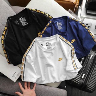 Áo thun cotton logo n.ike logo viền vàng nam nữ unisex