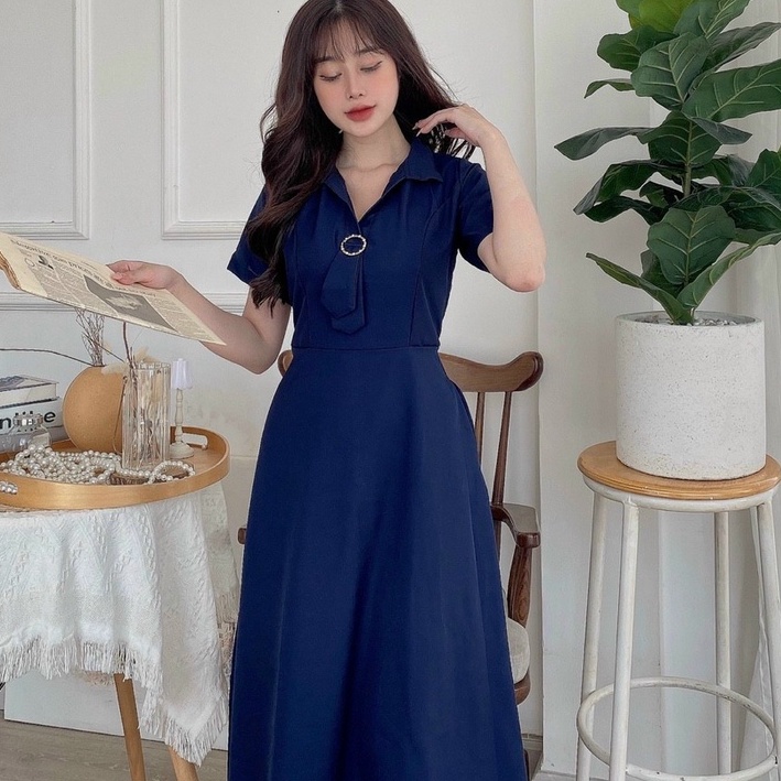 Đầm nữ trung niên dự tiệc trẻ trung dịp lễ tết 3 màu đỏ xanh đen