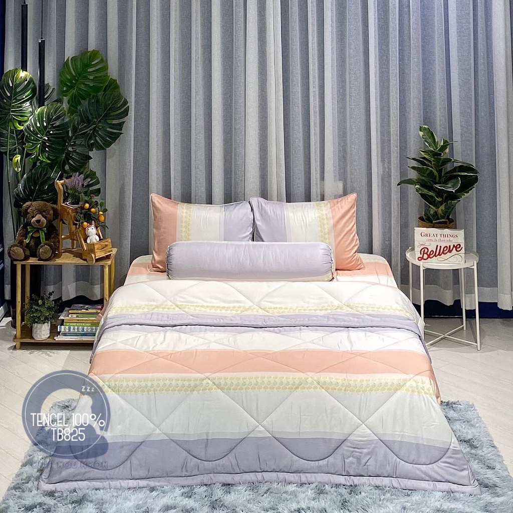Bộ Chăn Ga Gối Lụa Tencel Cao Cấp 05 Món