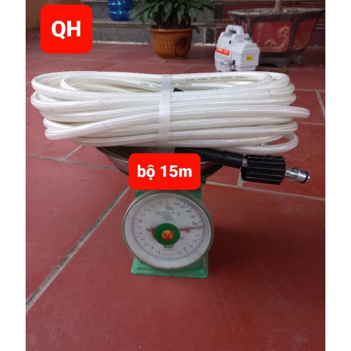 Dây rửa xe áp lực cao( King Hem)  10, 15m, Dây rửa xe áp lực cao 2 đầu ren 22mm ( MÀU TRẮNG)