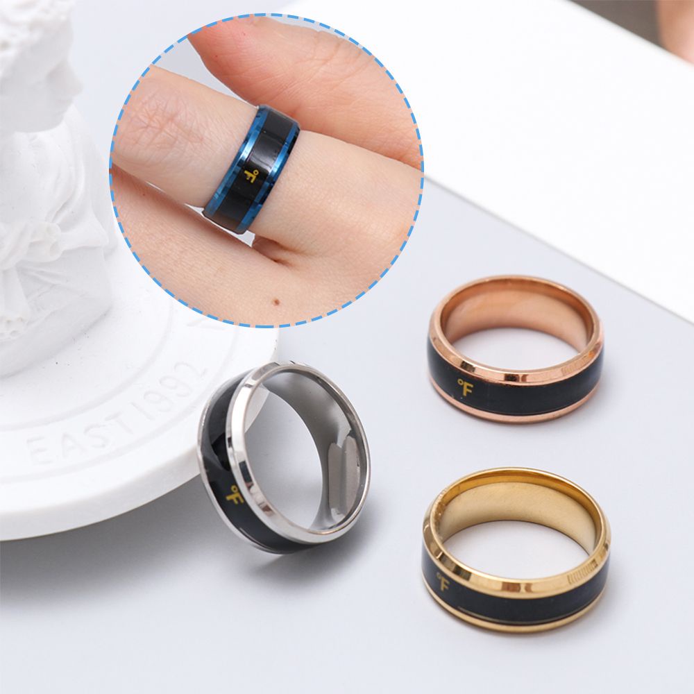 Nhẫn Đo Nhiệt Độ Điện Tử Thông Minh Bằng Thép Không Gỉ Nhiều Màu Sáng Tạo Cho Nam Và Nữ