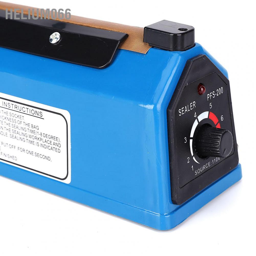 Helium066 PFS‑200 300W Manual Heat Bag Sealer 8in Impulse Sealing Machine Adjustable Timer US Plug AC110V
